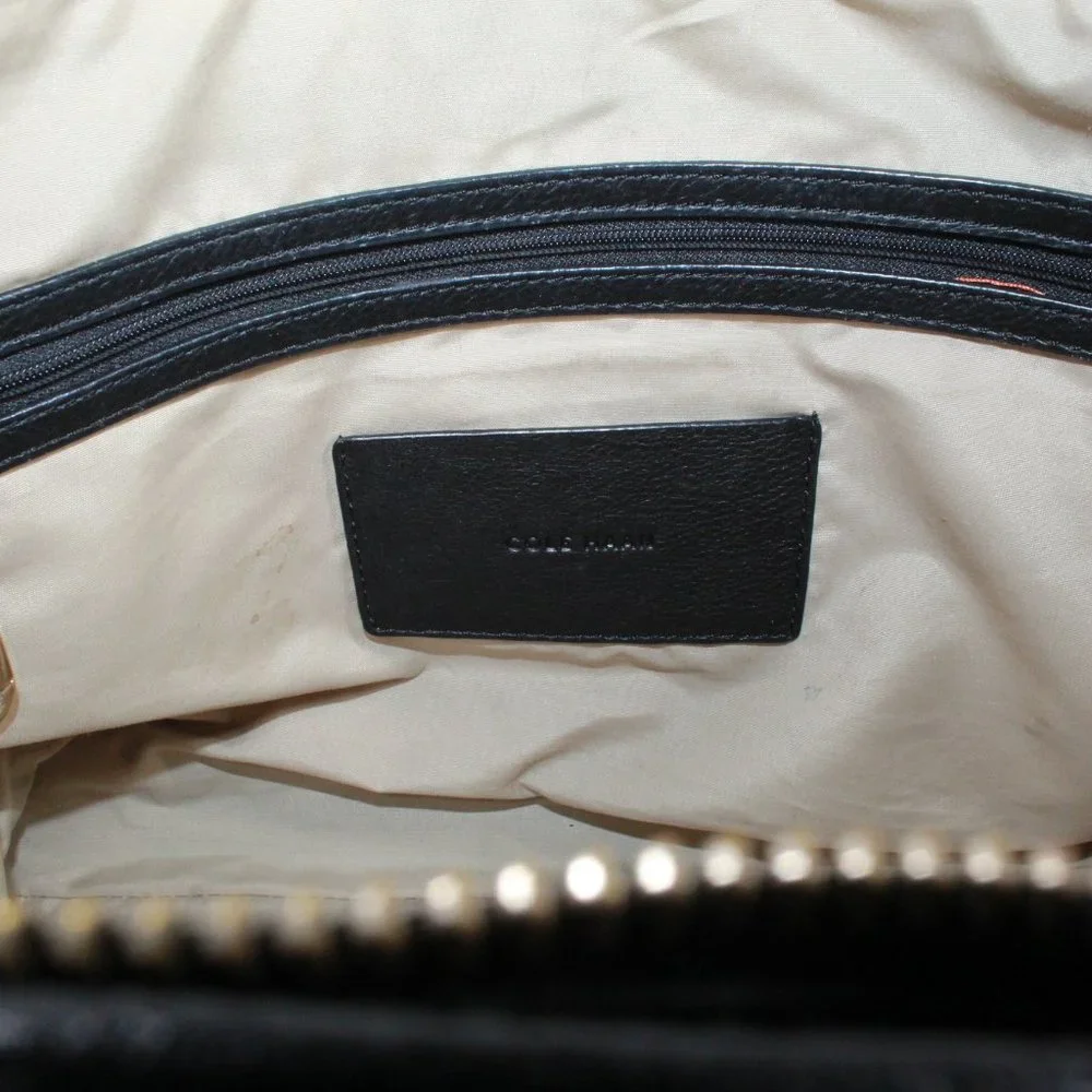 Cole Haan Black Genuine Leather Woven Design Tote Shoulder Bag - Picture 8 of 10